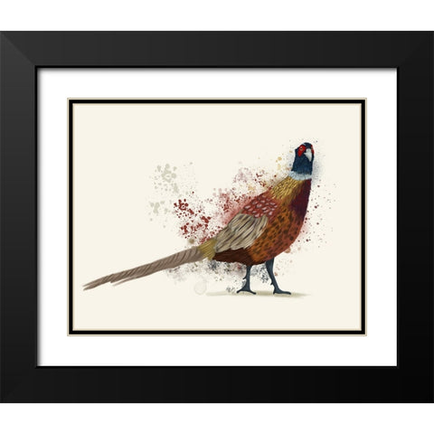Pheasant Splash 2 Black Modern Wood Framed Art Print with Double Matting by Fab Funky