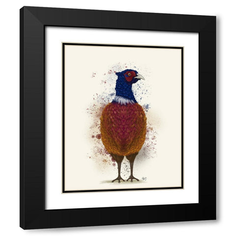 Pheasant Splash 3 Black Modern Wood Framed Art Print with Double Matting by Fab Funky