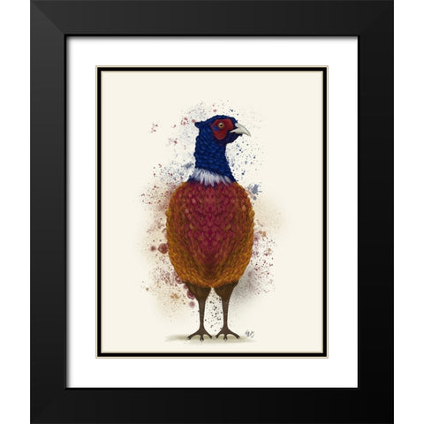 Pheasant Splash 3 Black Modern Wood Framed Art Print with Double Matting by Fab Funky