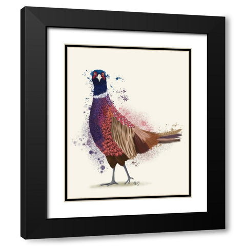 Pheasant Splash 6 Black Modern Wood Framed Art Print with Double Matting by Fab Funky