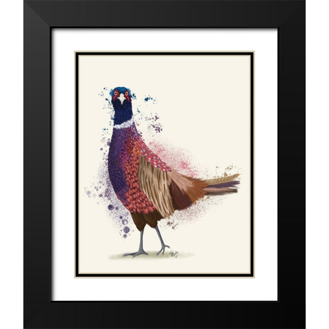 Pheasant Splash 6 Black Modern Wood Framed Art Print with Double Matting by Fab Funky