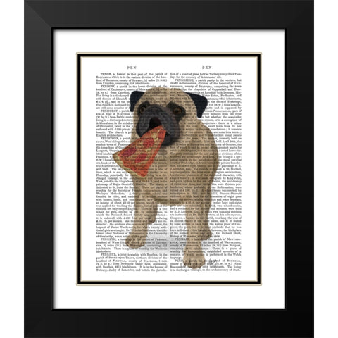 Pug Pizza 1 Book Print Black Modern Wood Framed Art Print with Double Matting by Fab Funky