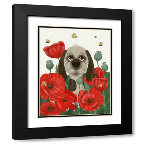 Bebe-Poppy Garden Black Modern Wood Framed Art Print with Double Matting by Fab Funky