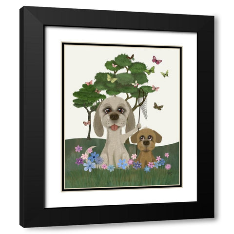 Bebe-Butterfly Hunt Black Modern Wood Framed Art Print with Double Matting by Fab Funky