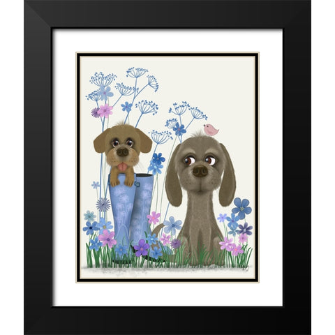 Bebe-Puppy In Welly Black Modern Wood Framed Art Print with Double Matting by Fab Funky