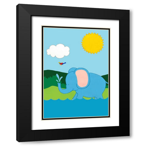 Jungle Jamboree Collection F Black Modern Wood Framed Art Print with Double Matting by Vess, June Erica