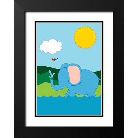 Jungle Jamboree Collection F Black Modern Wood Framed Art Print with Double Matting by Vess, June Erica