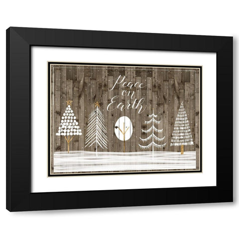 Wooded White Christmas Collection A Black Modern Wood Framed Art Print with Double Matting by Popp, Grace