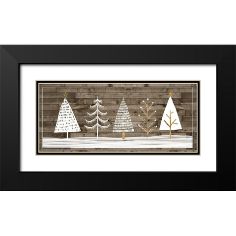 Wooded White Christmas Collection D Black Modern Wood Framed Art Print with Double Matting by Popp, Grace