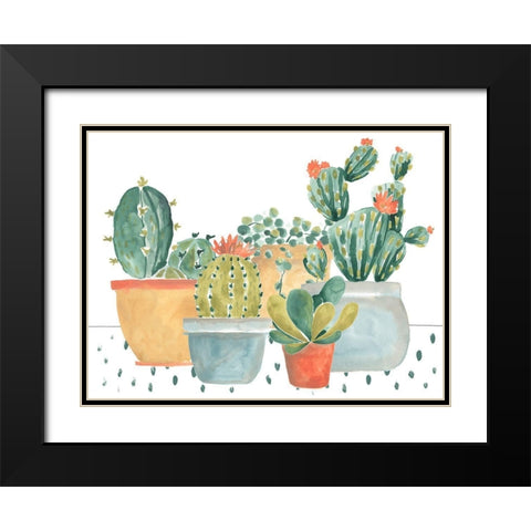 Simple Succulent Collection A Black Modern Wood Framed Art Print with Double Matting by Vess, June Erica