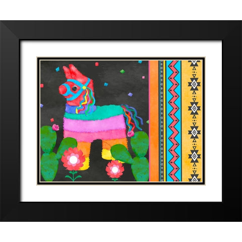 PiÃ±ata Party Collection A Black Modern Wood Framed Art Print with Double Matting by Reynolds, Jade