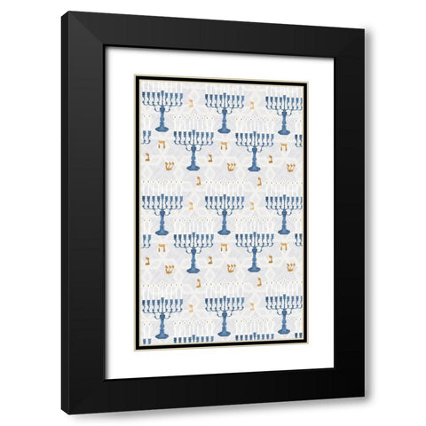 Sophisticated Hanukkah Collection E Black Modern Wood Framed Art Print with Double Matting by Borges, Victoria