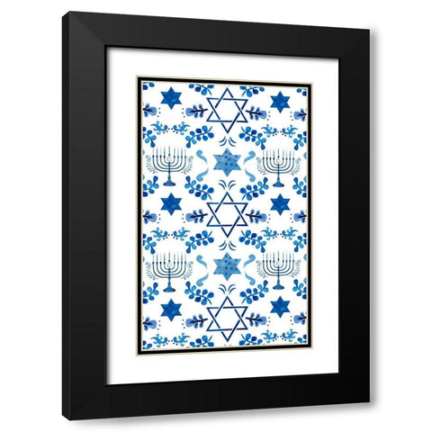 Indigo Hanukkah Collection E Black Modern Wood Framed Art Print with Double Matting by Borges, Victoria