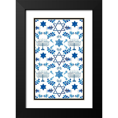 Indigo Hanukkah Collection E Black Modern Wood Framed Art Print with Double Matting by Borges, Victoria