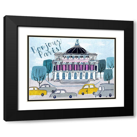 Bonjour Paris Collection A Black Modern Wood Framed Art Print with Double Matting by Wang, Melissa