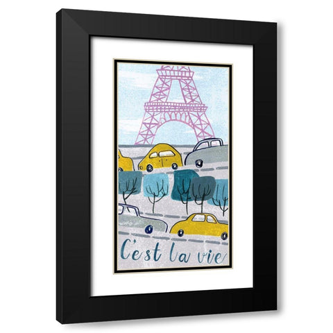 Bonjour Paris Collection B Black Modern Wood Framed Art Print with Double Matting by Wang, Melissa