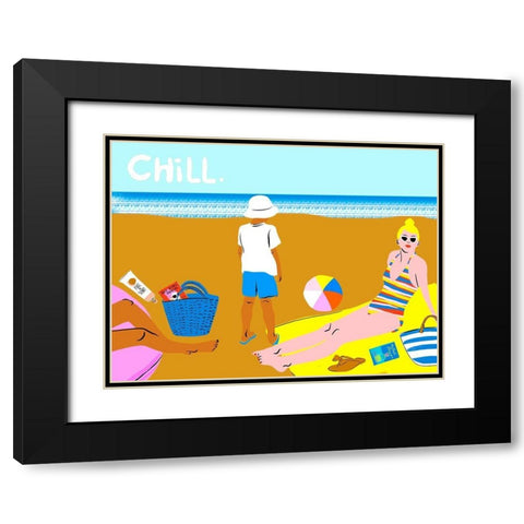 Beachy Keen Collection A Black Modern Wood Framed Art Print with Double Matting by Blanckslate