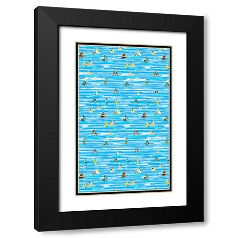 Capri Collection E Black Modern Wood Framed Art Print with Double Matting by Blanckslate