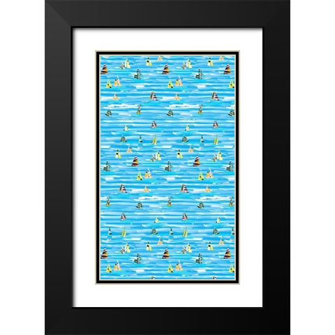 Capri Collection E Black Modern Wood Framed Art Print with Double Matting by Blanckslate