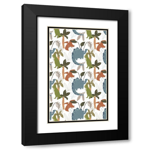 Mighty Dinos Collection E Black Modern Wood Framed Art Print with Double Matting by Vess, June Erica