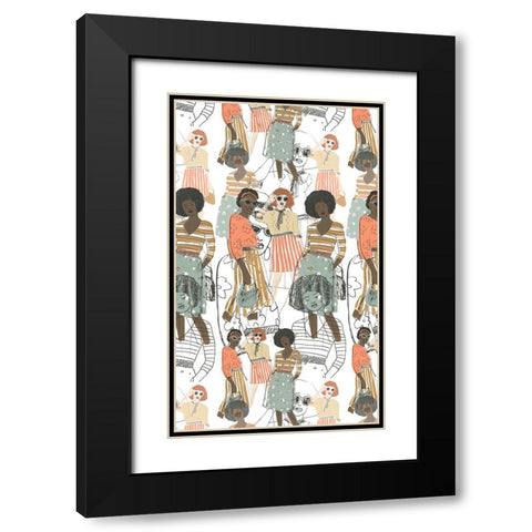 Fashion Vignette Collection E Black Modern Wood Framed Art Print with Double Matting by Vess, June Erica