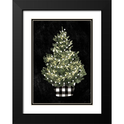 Modern Gingham Christmas Collection B Black Modern Wood Framed Art Print with Double Matting by Caroline, Emma