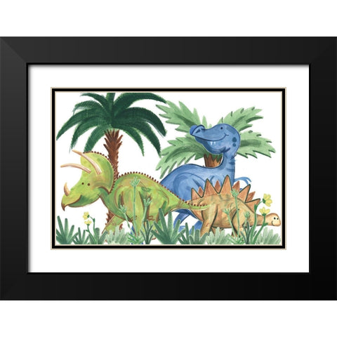 Dino Buddies Collection A Black Modern Wood Framed Art Print with Double Matting by Douglas, Jamie