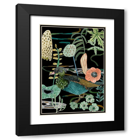 Duck in River Collection B Black Modern Wood Framed Art Print with Double Matting by Wang, Melissa