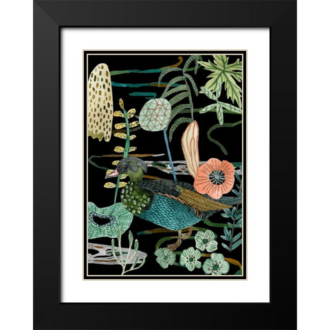 Duck in River Collection B Black Modern Wood Framed Art Print with Double Matting by Wang, Melissa