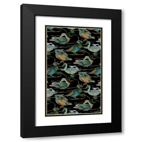 Duck in River Collection E Black Modern Wood Framed Art Print with Double Matting by Wang, Melissa