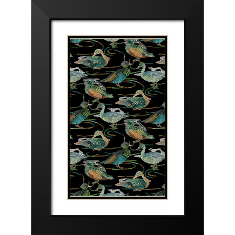 Duck in River Collection E Black Modern Wood Framed Art Print with Double Matting by Wang, Melissa