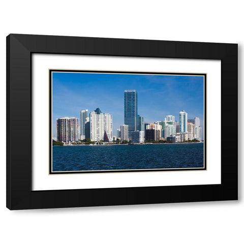 USA, Florida, Miami, city Skyline from Rickenbacker Causeway Black Modern Wood Framed Art Print with Double Matting by Delimont, Danita