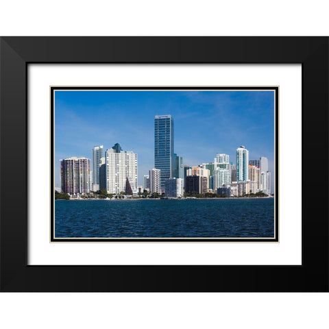 USA, Florida, Miami, city Skyline from Rickenbacker Causeway Black Modern Wood Framed Art Print with Double Matting by Delimont, Danita