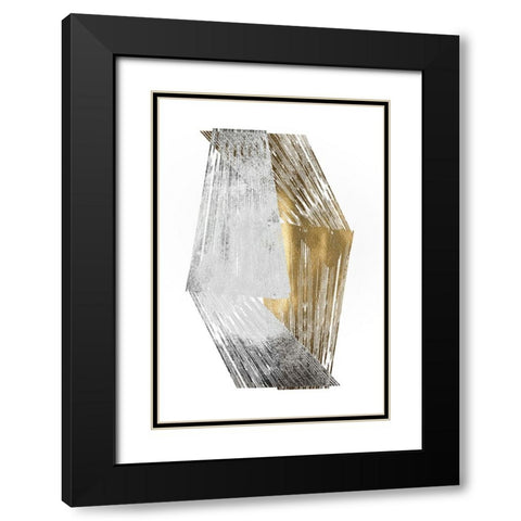 Silver and Gold Foil Stripes Black Modern Wood Framed Art Print with Double Matting by Goldberger, Jennifer