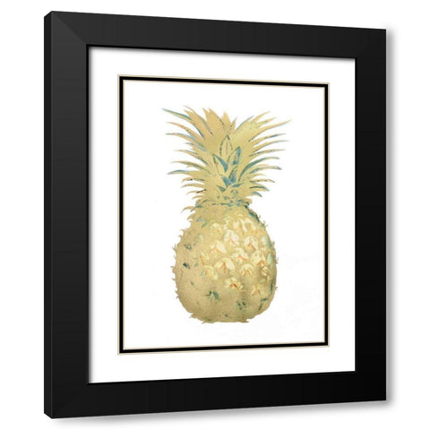 Gold Foil Pineapple I with Hand Color Black Modern Wood Framed Art Print with Double Matting by Vision Studio