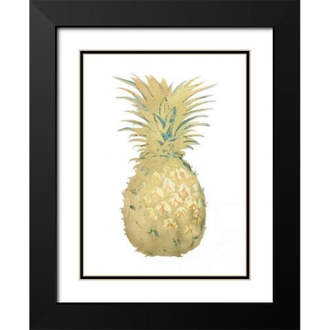 Gold Foil Pineapple I with Hand Color Black Modern Wood Framed Art Print with Double Matting by Vision Studio
