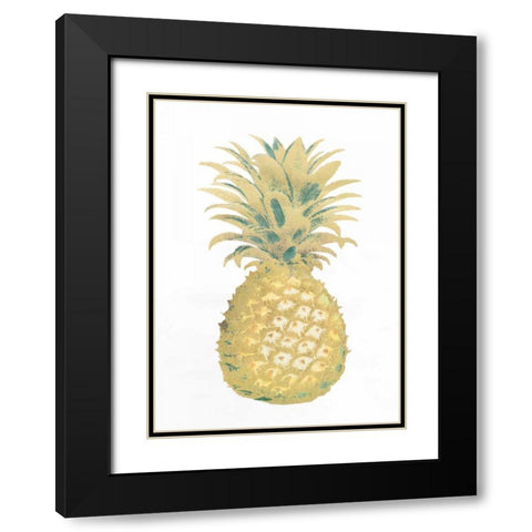 Gold Foil Pineapple II with Hand Color Black Modern Wood Framed Art Print with Double Matting by Vision Studio