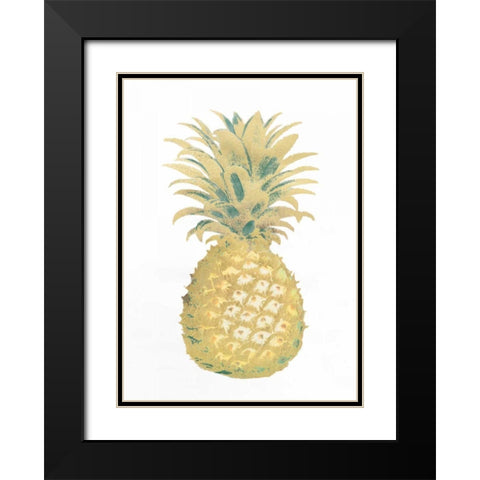 Gold Foil Pineapple II with Hand Color Black Modern Wood Framed Art Print with Double Matting by Vision Studio