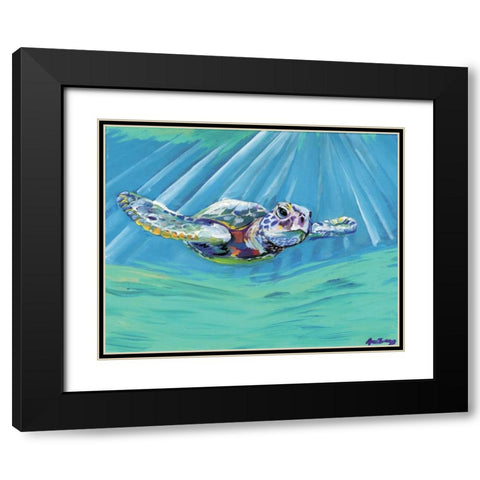 Turtle Black Modern Wood Framed Art Print with Double Matting by Seay, Anne