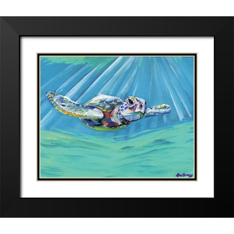 Turtle Black Modern Wood Framed Art Print with Double Matting by Seay, Anne
