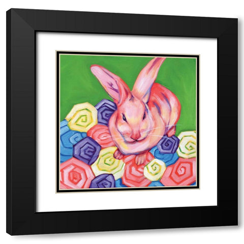 Easter Bunny Black Modern Wood Framed Art Print with Double Matting by Seay, Anne