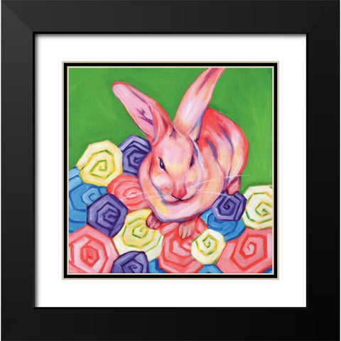 Easter Bunny Black Modern Wood Framed Art Print with Double Matting by Seay, Anne