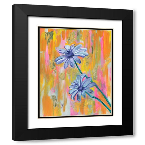 Flowers with Gold Black Modern Wood Framed Art Print with Double Matting by Seay, Anne