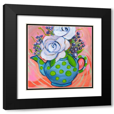 Flower in pot Black Modern Wood Framed Art Print with Double Matting by Seay, Anne