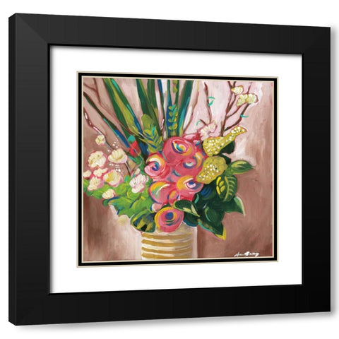 Floral Arrangement Black Modern Wood Framed Art Print with Double Matting by Seay, Anne