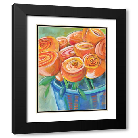 Orange Roses Black Modern Wood Framed Art Print with Double Matting by Seay, Anne