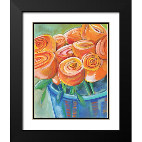 Orange Roses Black Modern Wood Framed Art Print with Double Matting by Seay, Anne