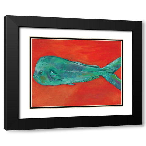 Fish and Orange Black Modern Wood Framed Art Print with Double Matting by Seay, Anne