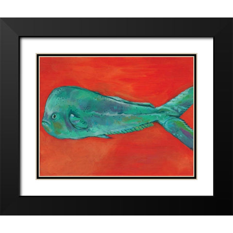 Fish and Orange Black Modern Wood Framed Art Print with Double Matting by Seay, Anne