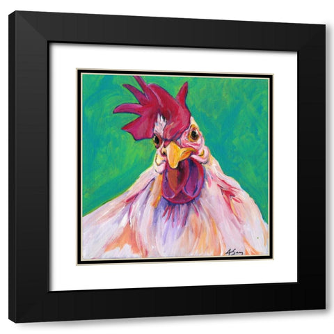 Chicken Black Modern Wood Framed Art Print with Double Matting by Seay, Anne